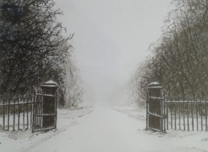 Slotlaan in de sneeuw